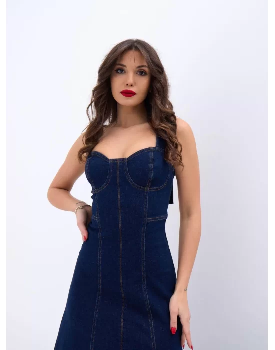 7090 KOT ELBİSE-MAVİ