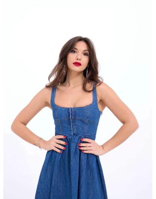 7143 KOT ELBİSE-MAVİ