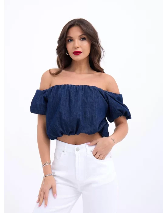 Taş Detaylı Gömlek Şort Denim Takım 10175
