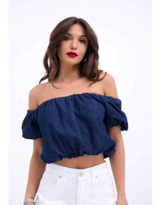 Taş Detaylı Gömlek Şort Denim Takım 10175