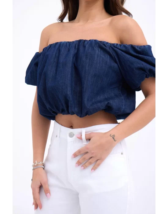 Taş Detaylı Gömlek Şort Denim Takım 10175
