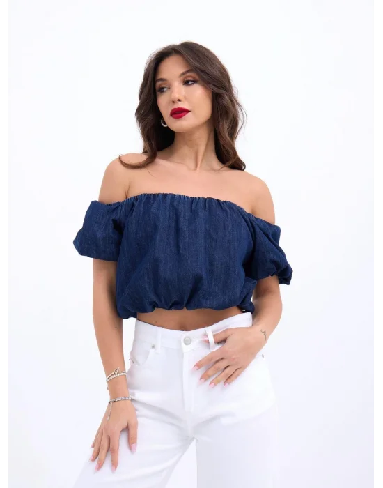 Taş Detaylı Gömlek Şort Denim Takım 10175