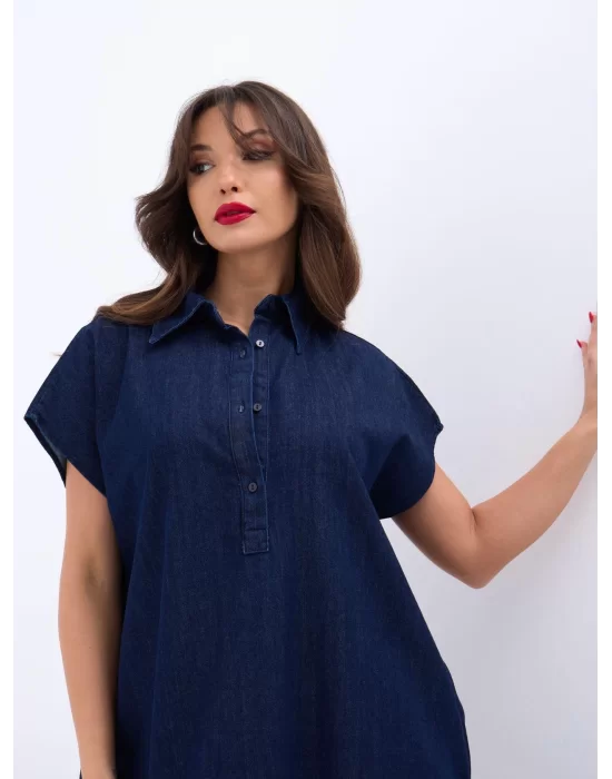 7348 KOT ELBİSE-MAVİ