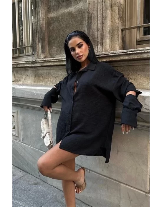 Alina Kol Cut Out Keten Gömlek 3252-08