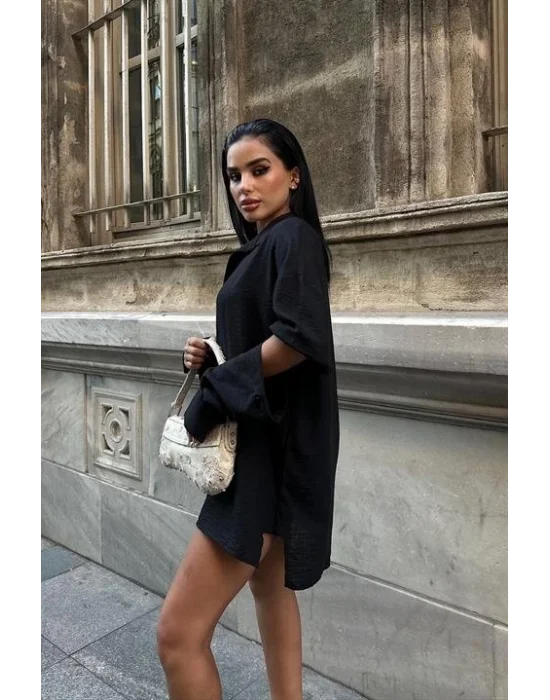 Alina Kol Cut Out Keten Gömlek 3252-08