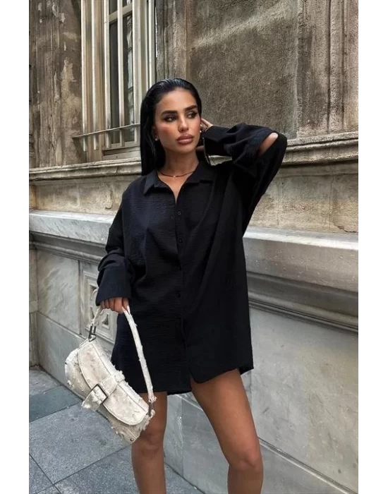Alina Kol Cut Out Keten Gömlek 3252-08
