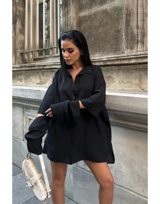 Alina Kol Cut Out Keten Gömlek 3252-08