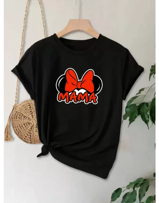 Anneler Günü Baskılı T-shirt - Siyah