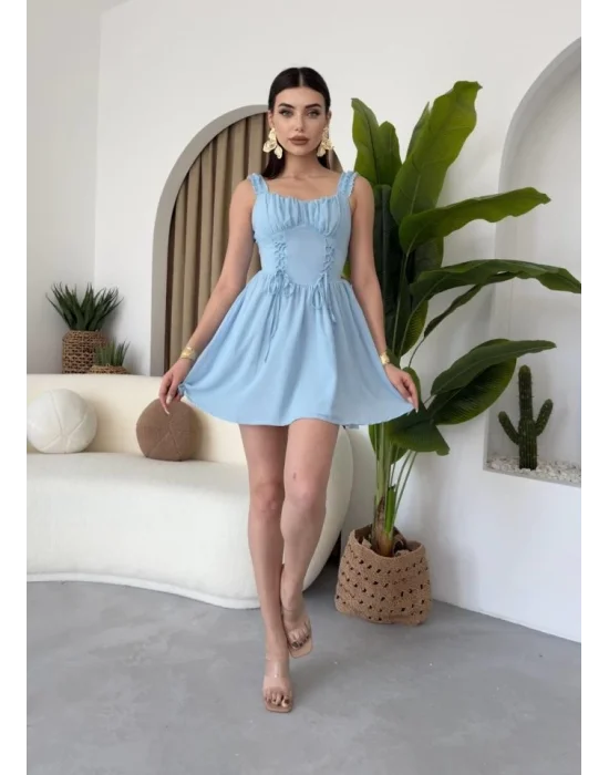 Aria Büzgü Askılı Elbise