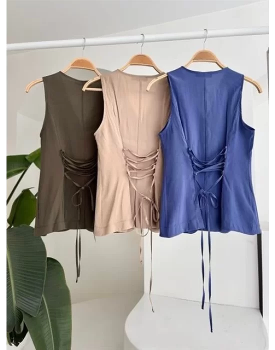 Arkası Bağcıklı Yelek Plazza Pantolon Modal Takım 10202-08