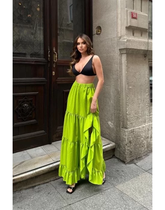 Audrey Fıfrlı Yırtmaç Detay Etek 4037