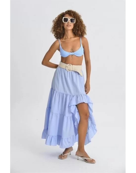 Audrey Fıfrlı Yırtmaç Detay Etek 4037