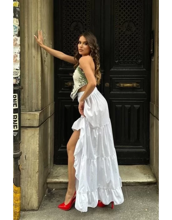 Audrey Fıfrlı Yırtmaç Detay Etek 4037