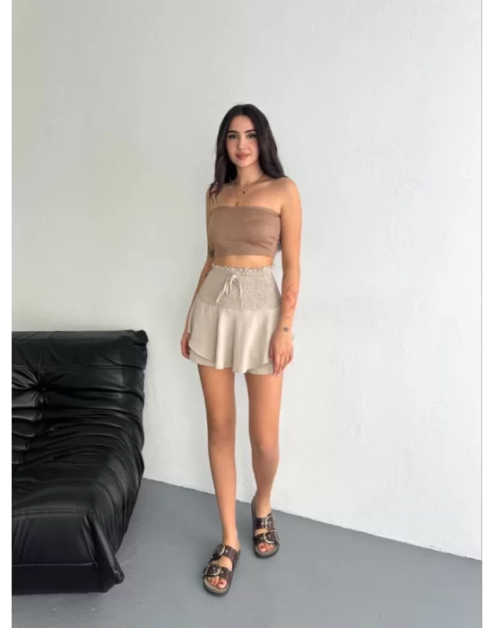 Ayrobin Şortlu Etek - Bej