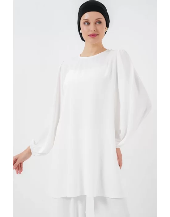Ayrobin Tunik Pantolon Alt Üst Takım 6712 - Beyaz