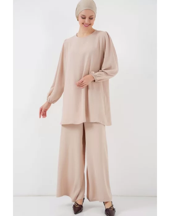 Ayrobin Tunik Pantolon Alt Üst Takım 6712 - Krem