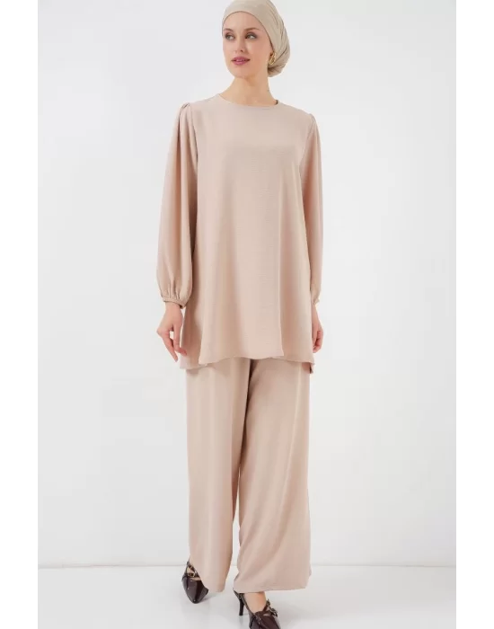 Ayrobin Tunik Pantolon Alt Üst Takım 6712 - Krem
