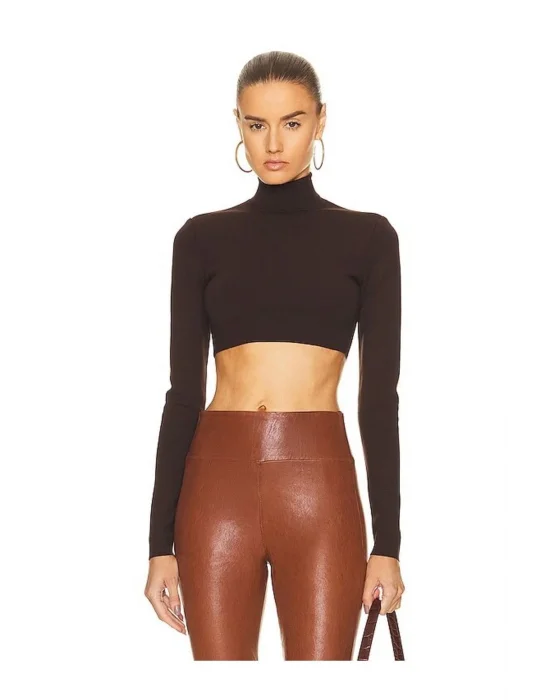 Balıkçı Yaka Uzun Kollu Crop Top