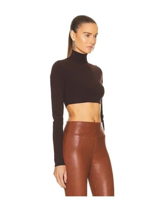 Balıkçı Yaka Uzun Kollu Crop Top