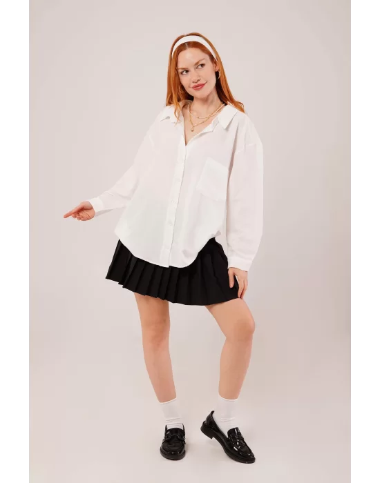 Basic Oversize Beyaz Gömlek