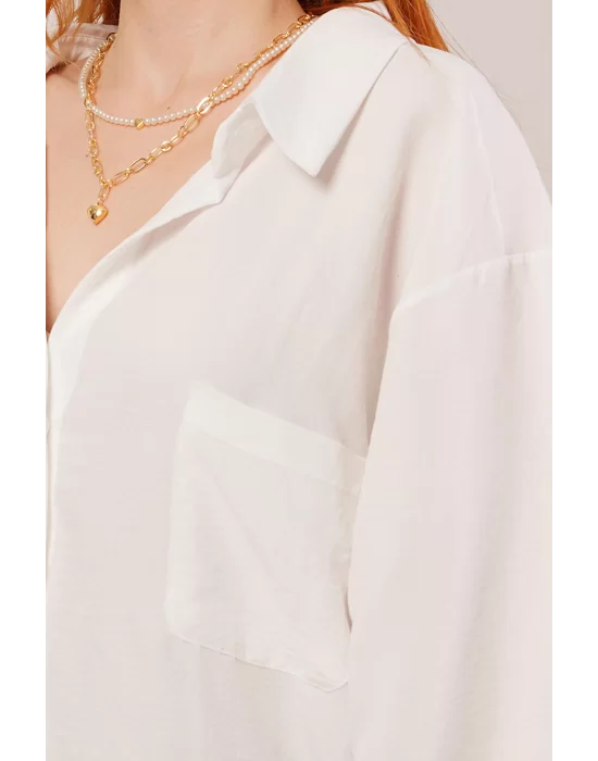 Basic Oversize Beyaz Gömlek