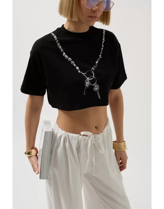 Baskılı Crop T-Shirt