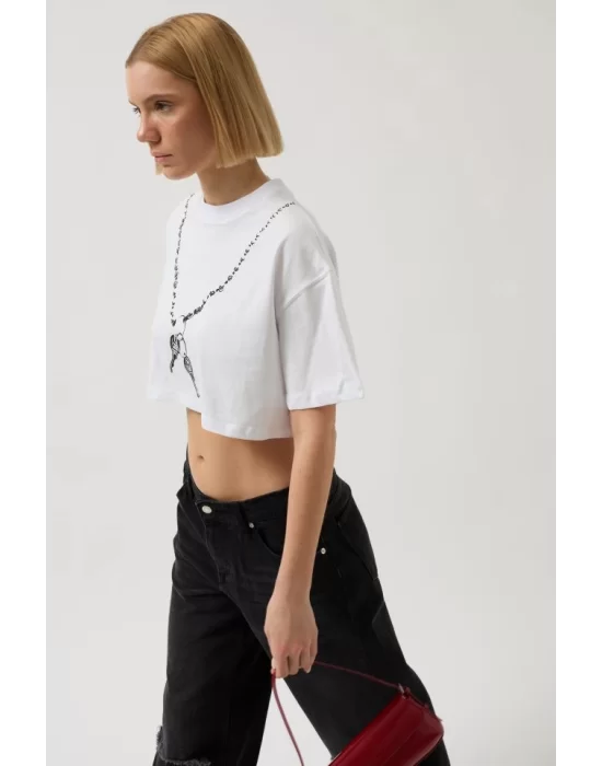 Baskılı Crop T-Shirt