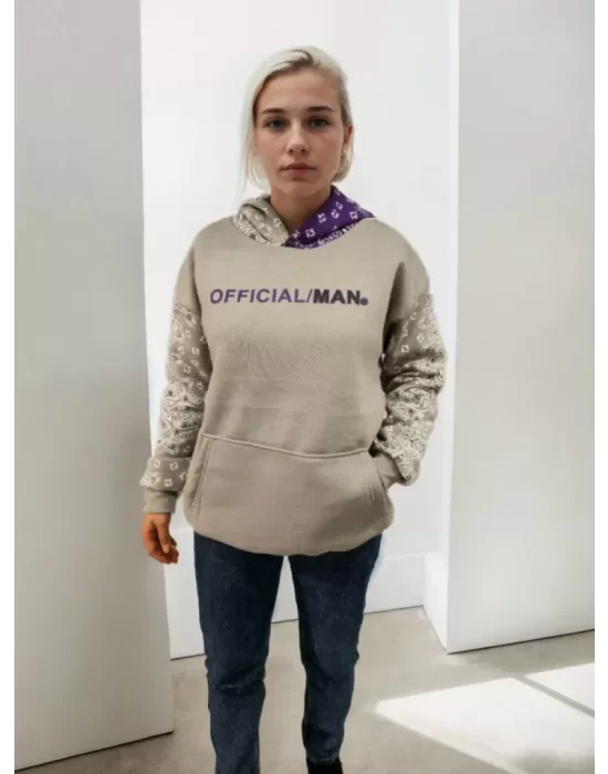 Baskılı Kapüşonlu Sweatshirt - Gri