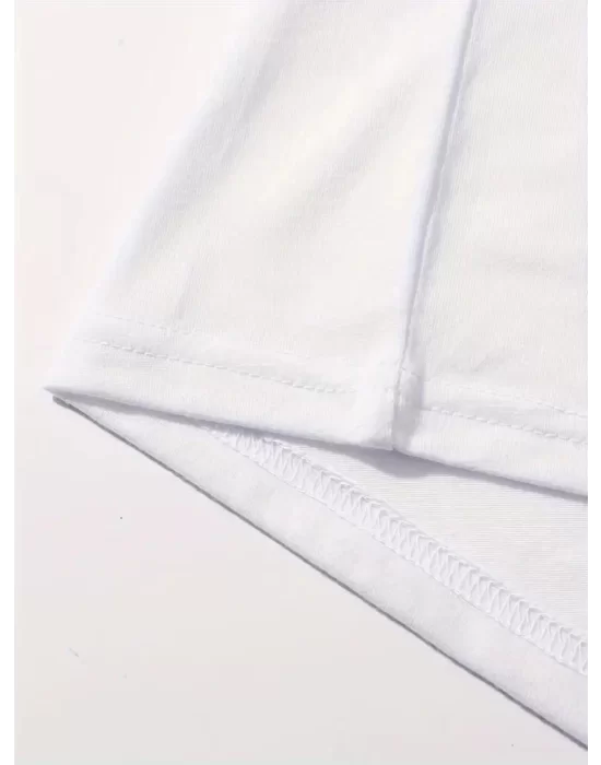 Baskılı Oversize Bisiklet Yaka T-shirt - Beyaz