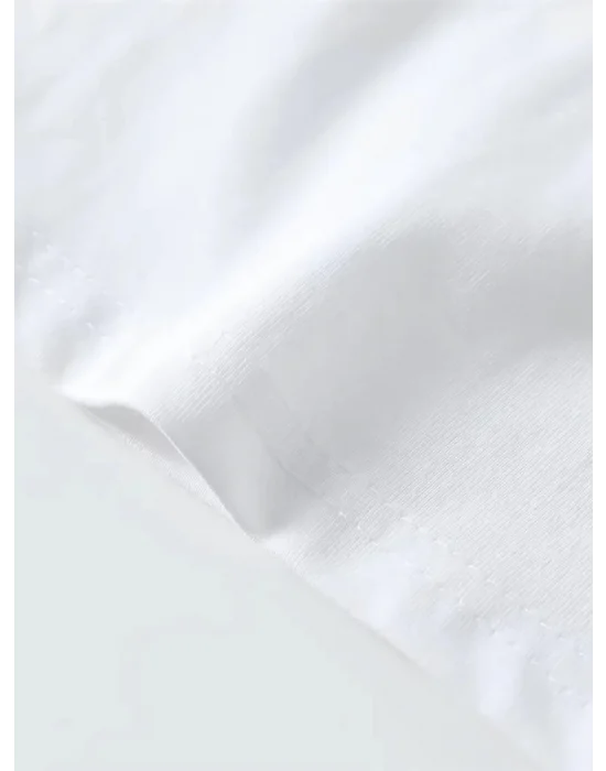Baskılı Oversize Bisiklet Yaka T-shirt - Beyaz