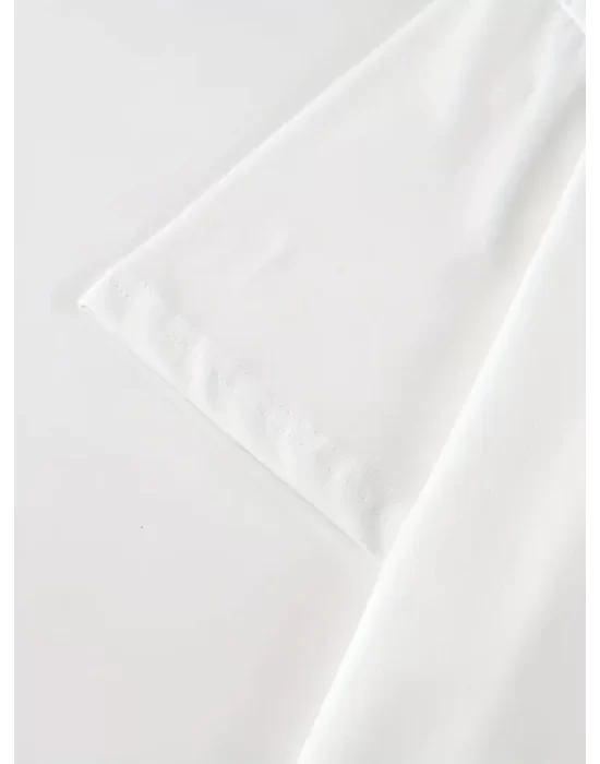 Baskılı Oversize Bisiklet Yaka T-shirt - Beyaz