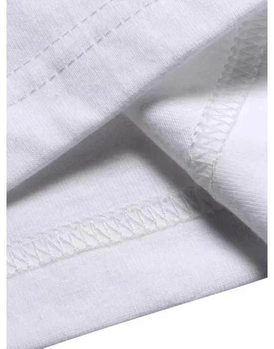 Baskılı Oversize Bisiklet Yaka T-shirt - Beyaz