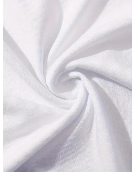 Baskılı Oversize Bisiklet Yaka T-shirt - Beyaz