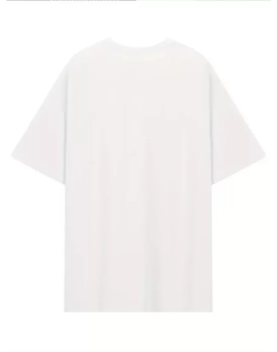 Baskılı Oversize Bisiklet Yaka T-shirt - Beyaz