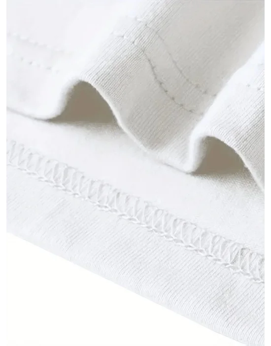 Baskılı Oversize Bisiklet Yaka T-shirt - Beyaz