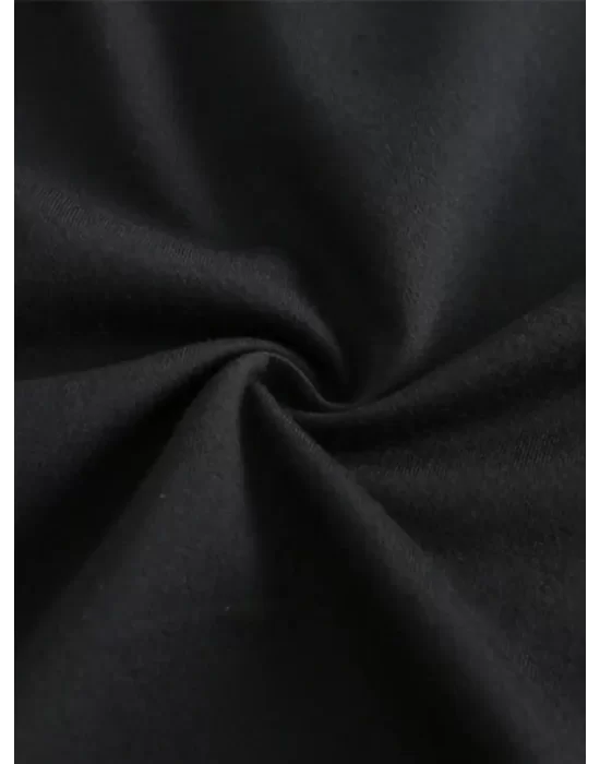 Baskılı Oversize Bisiklet Yaka T-shirt - Siyah