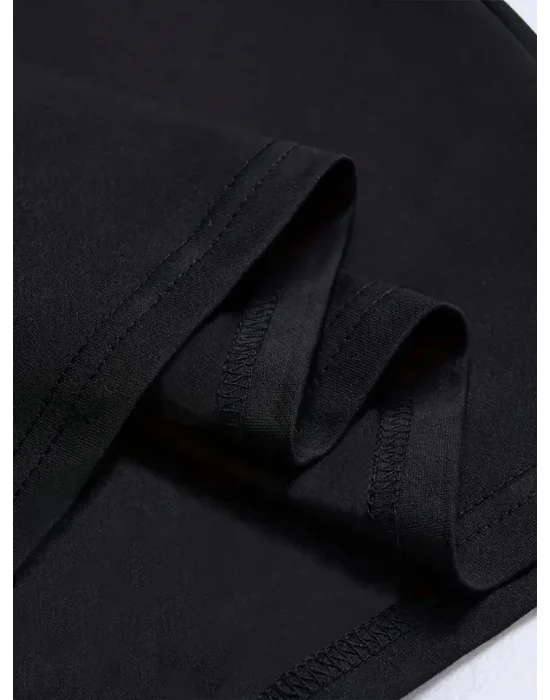 Baskılı Oversize Bisiklet Yaka T-shirt - Siyah