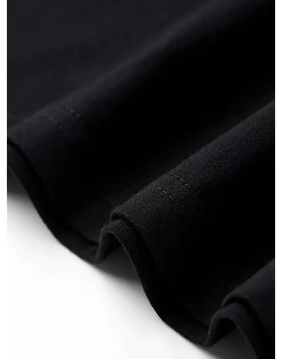 Baskılı Oversize Bisiklet Yaka T-shirt - Siyah