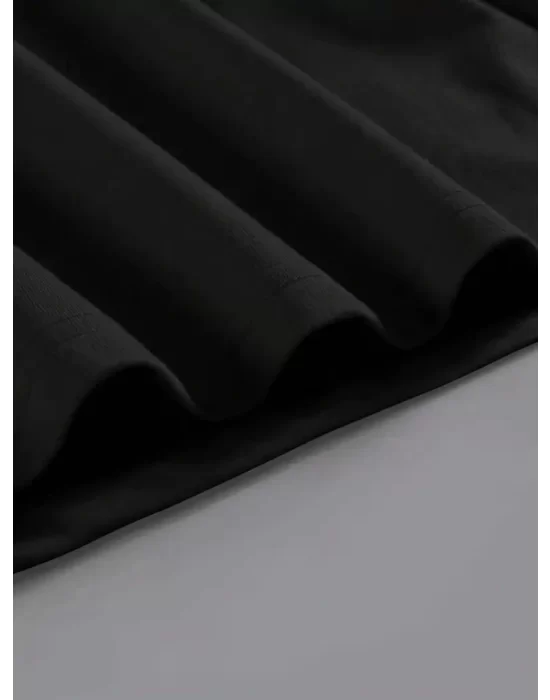 Baskılı Oversize Bisiklet Yaka T-shirt - Siyah