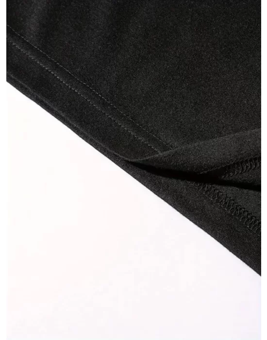 Baskılı Oversize Bisiklet Yaka T-shirt - Siyah