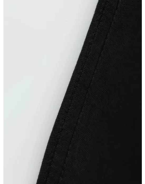 Baskılı Oversize Bisiklet Yaka T-shirt - Siyah
