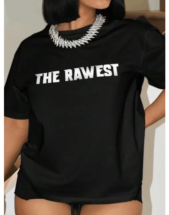 Baskılı Oversize T-shirt - Siyah
