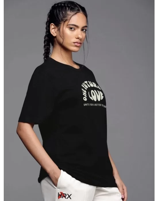Baskılı Oversize T-shirt - Siyah