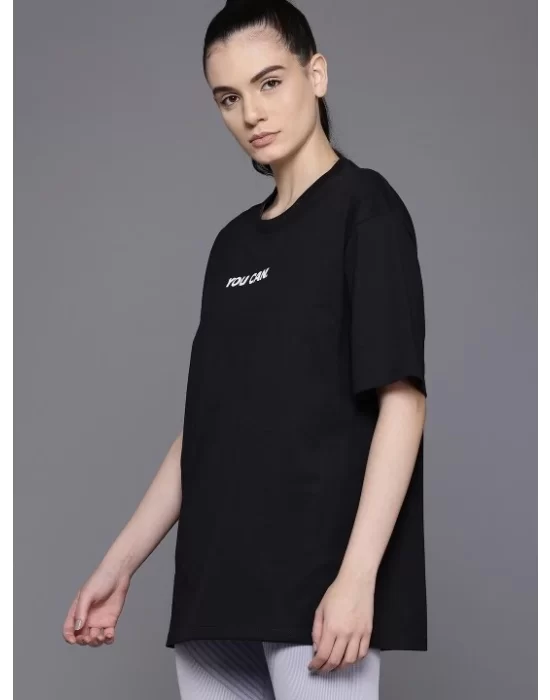 Baskılı Oversize T-shirt - Siyah