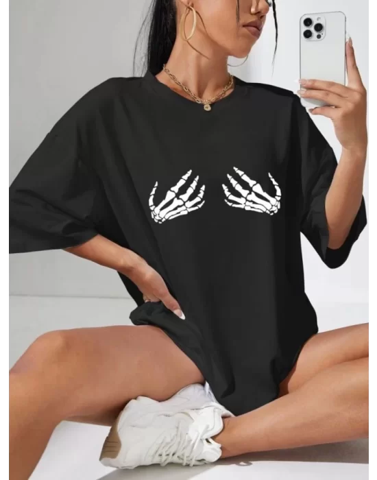 Baskılı T-shirt - Siyah
