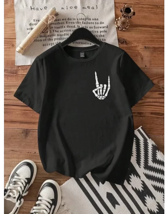Baskılı T-shirt - Siyah