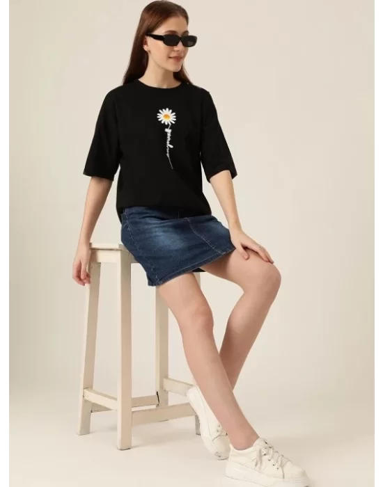 Baskılı T-shirt - Siyah
