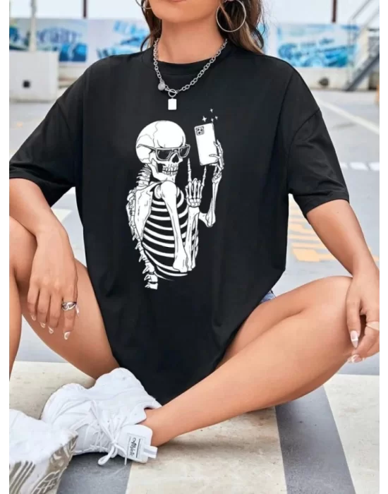 Baskılı T-shirt - Siyah