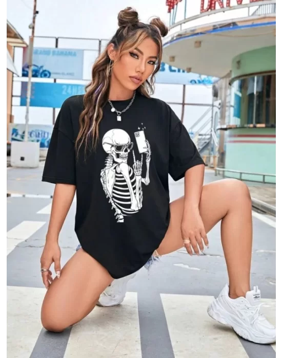 Baskılı T-shirt - Siyah
