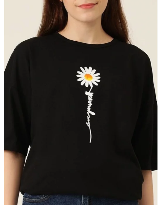 Baskılı T-shirt - Siyah
